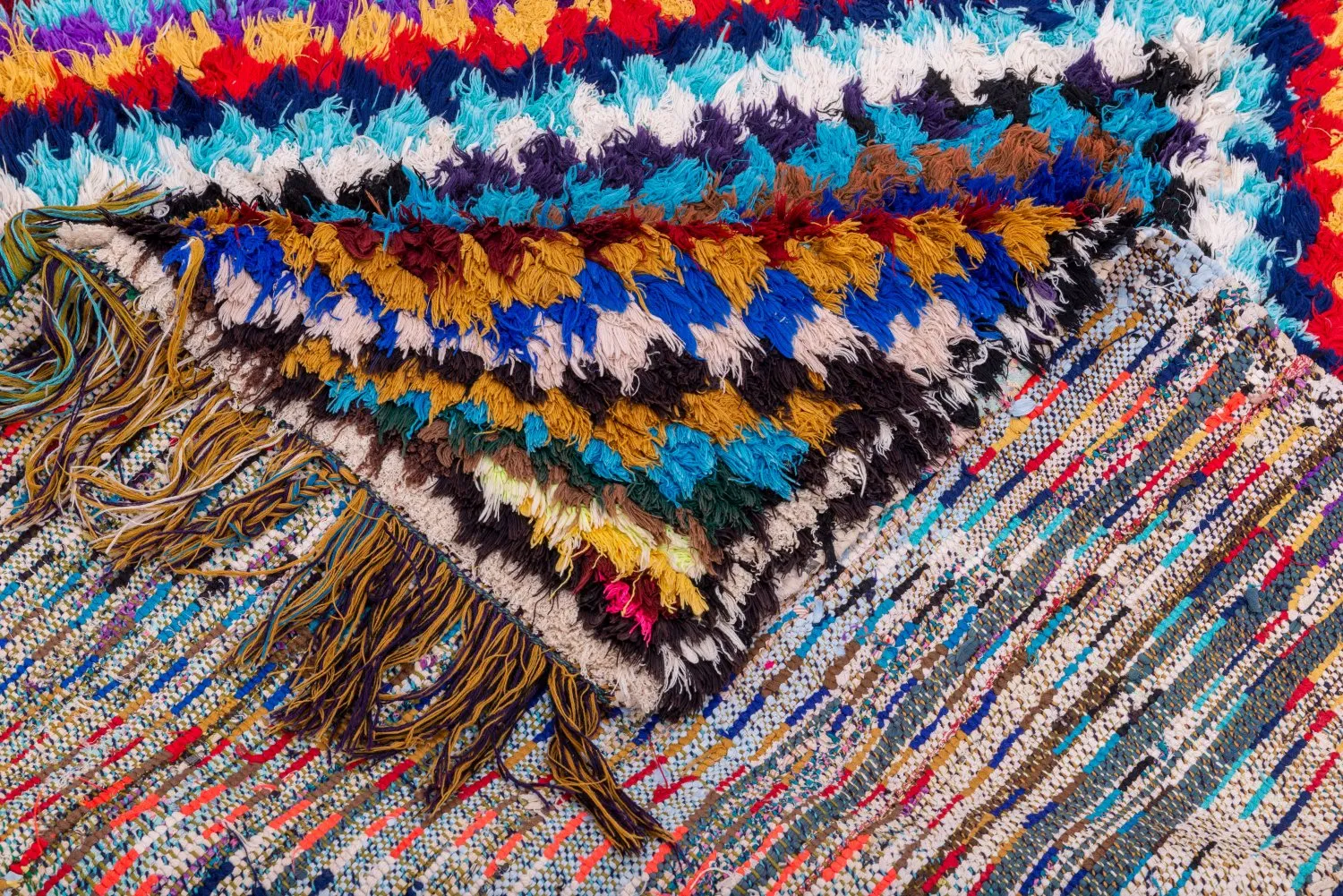 Marokkanischer Berber Teppich Boucherouite 210 x 140 cm