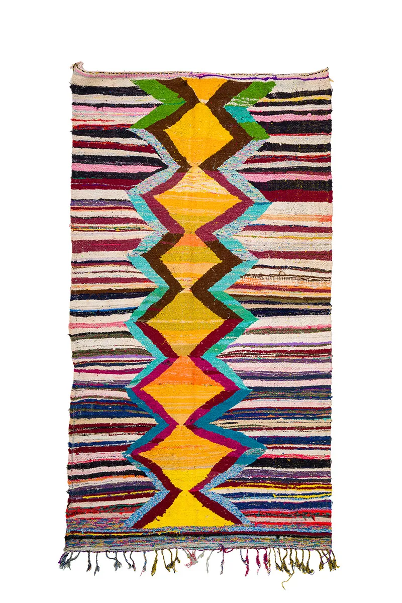 Marokkanischer Berber Teppich Boucherouite 150 x 285 cm