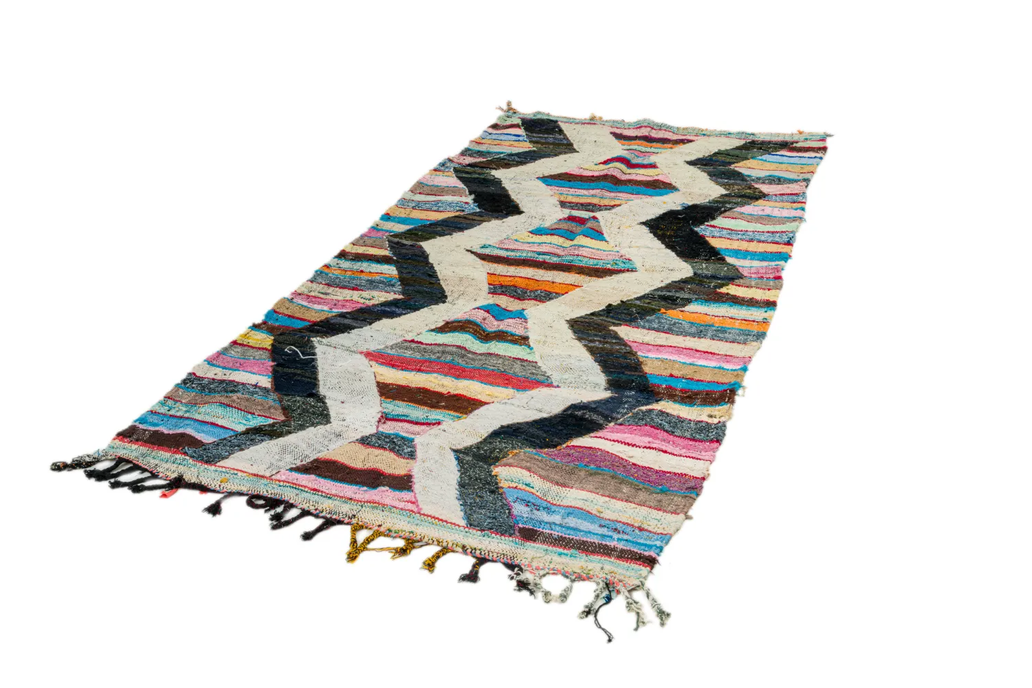 Marockansk Boucherouite-matta 125 x 265 cm