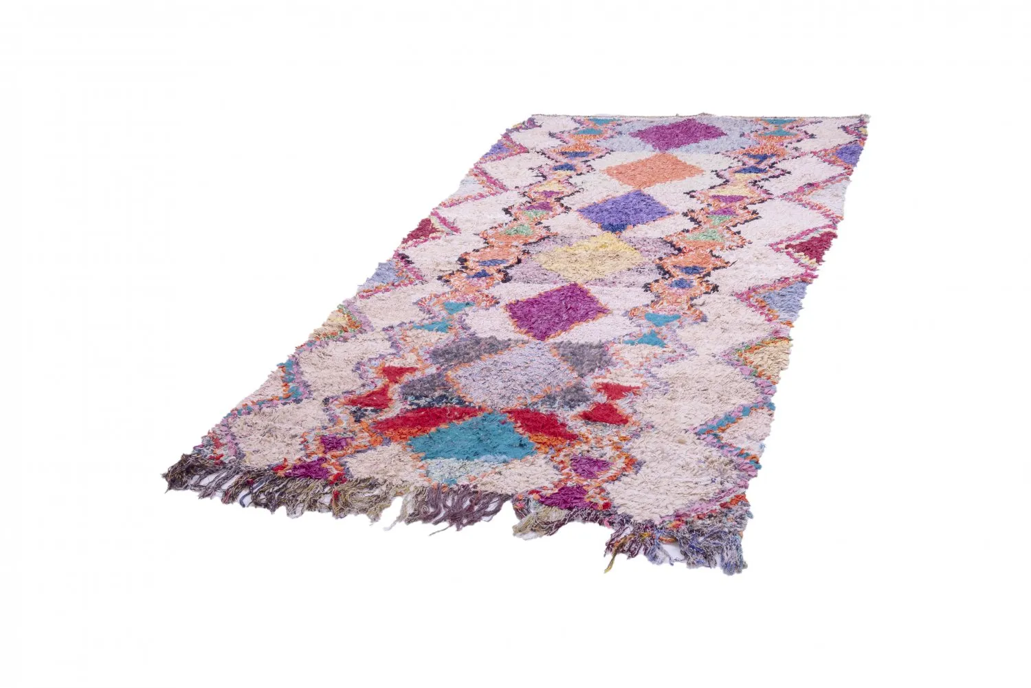 Marokkanischer Berber Teppich Boucherouite 265 x 135 cm