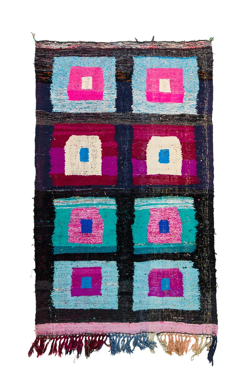 Marokkanischer Berber Teppich Boucherouite 140 x 225 cm