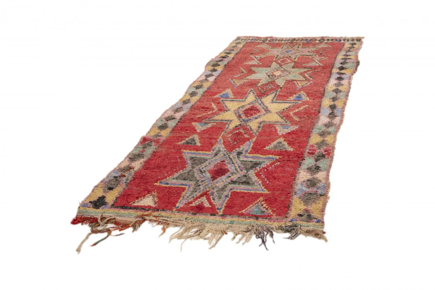 Marokkanischer Berber Teppich Boucherouite 300 x 120 cm