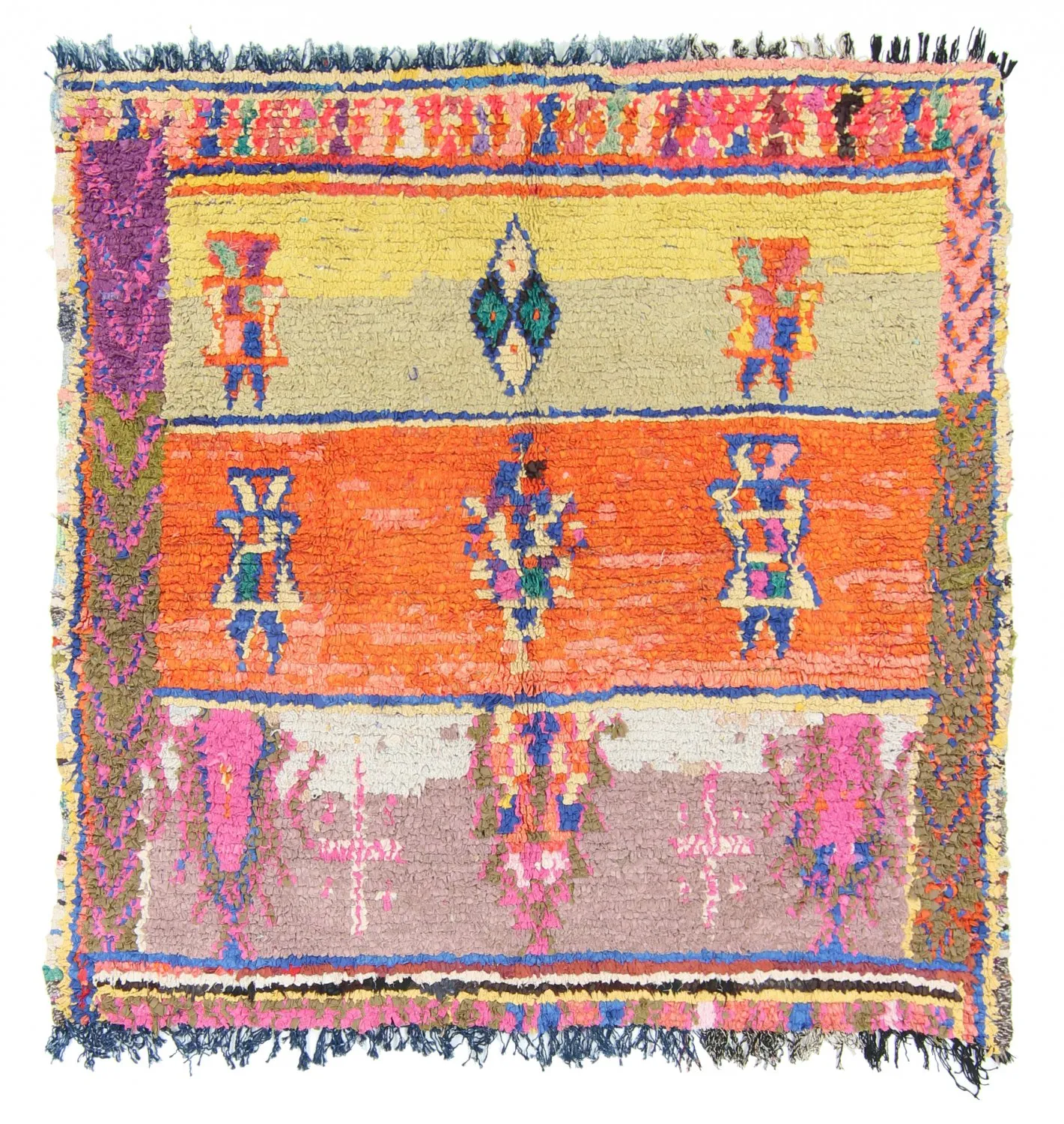 Marokkanischer Berber Teppich Boucherouite 162 x 152 cm