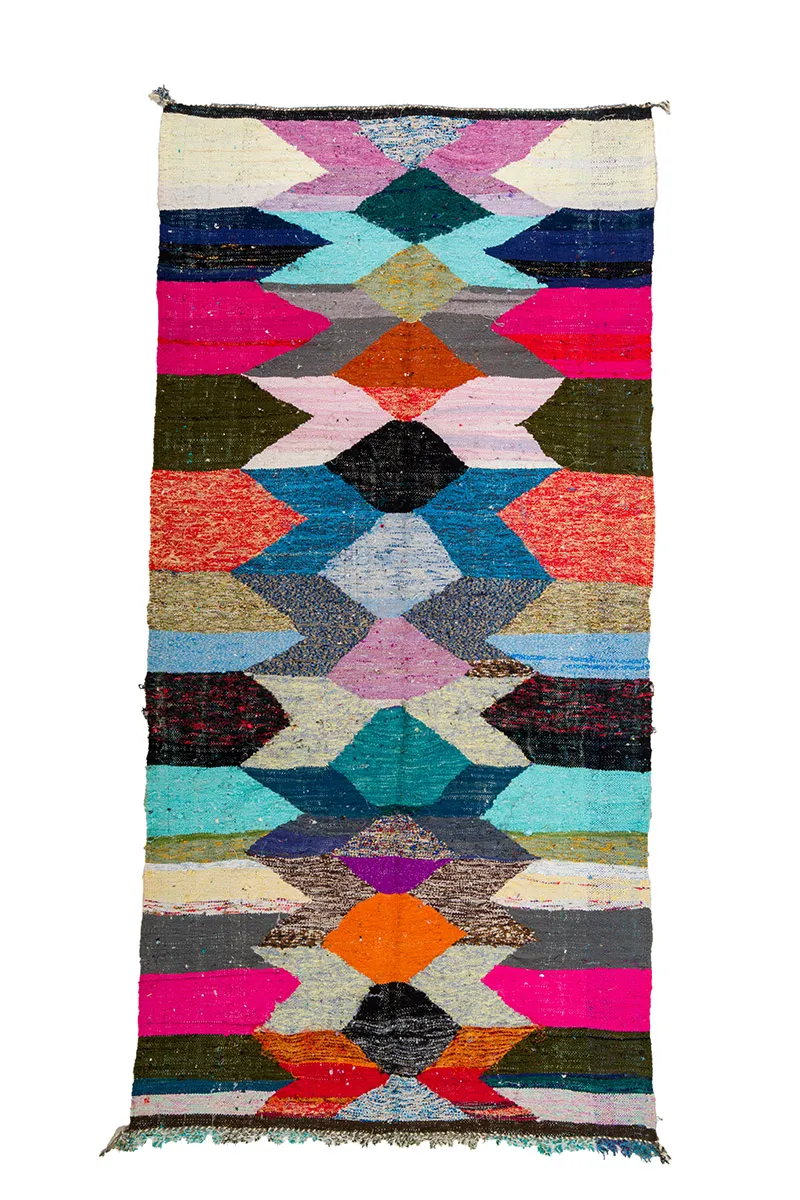 Marokkanischer Berber Teppich Boucherouite 145 x 295 cm