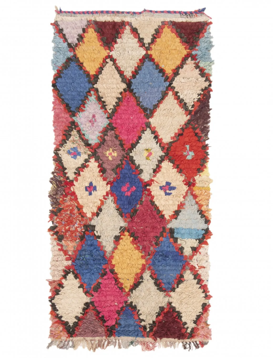 Marokkanischer Berber Teppich Boucherouite 210 x 95 cm