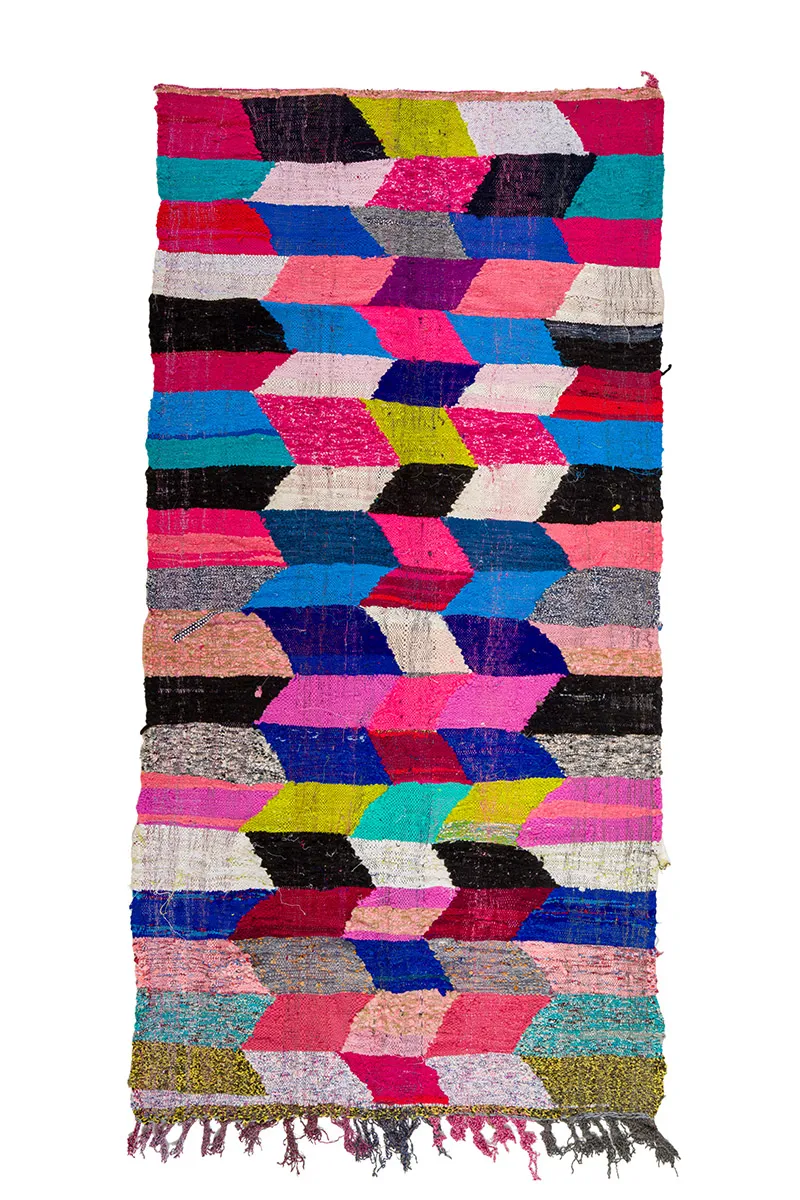 Marokkanischer Berber Teppich Boucherouite 150 x 305 cm