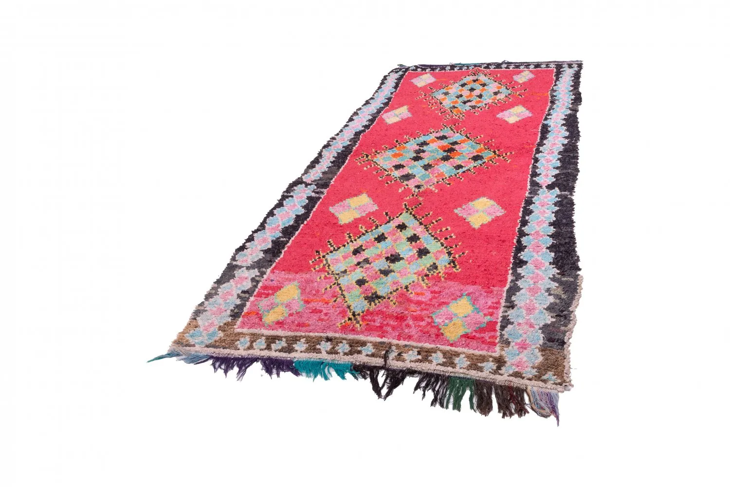 Marokkanischer Berber Teppich Boucherouite 325 x 145 cm
