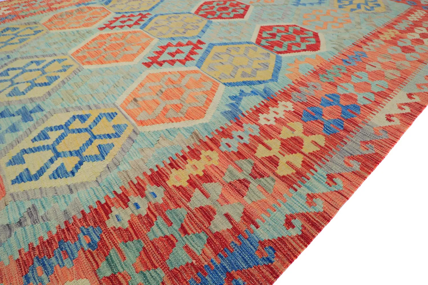 Orientalischer Teppich - Vegi Kelim Hand Woven - 196 x 292 cm