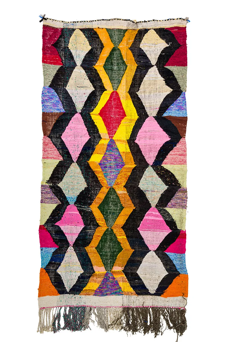 Marokkanischer Berber Teppich Boucherouite 150 x 305 cm