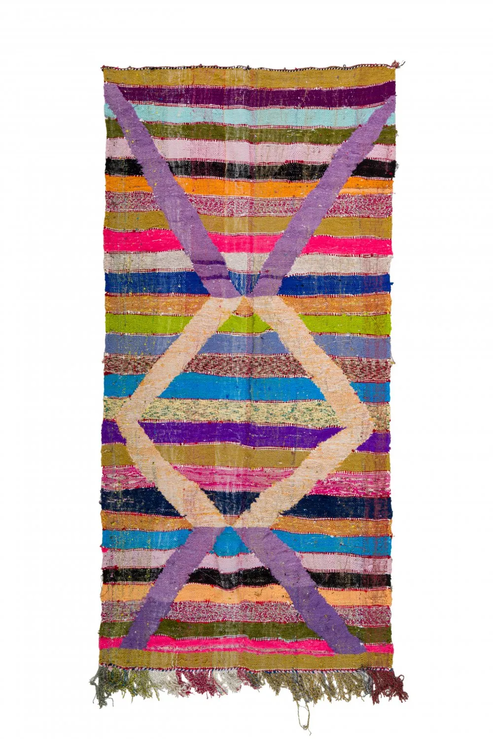 Marokkanischer Berber Teppich Boucherouite 125 x 265 cm