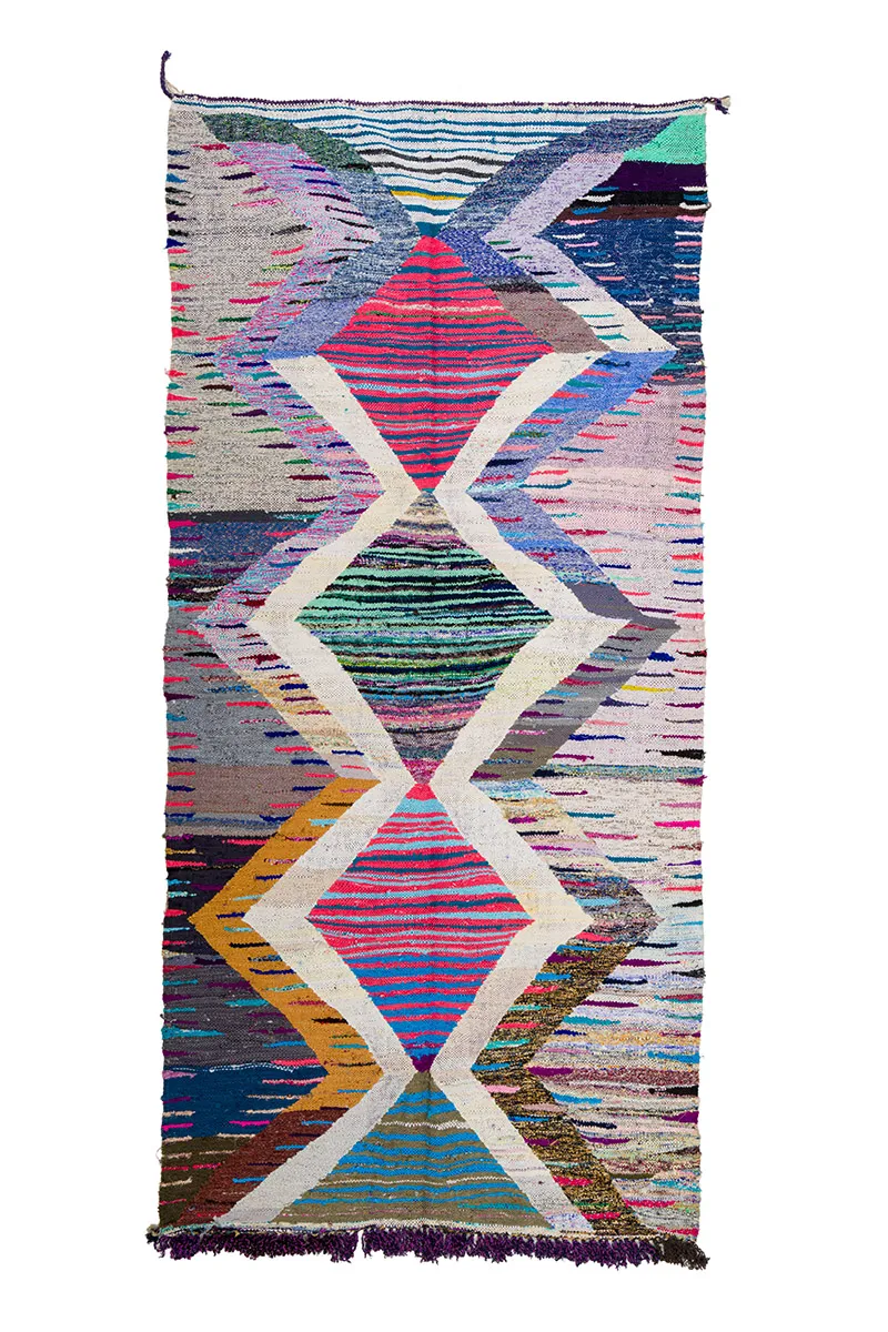 Marokkanischer Berber Teppich Boucherouite 145 x 310 cm