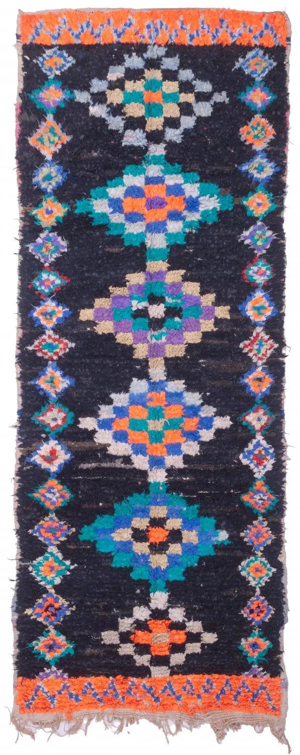 Marokkanischer Berber Teppich Boucherouite 330 x 115 cm
