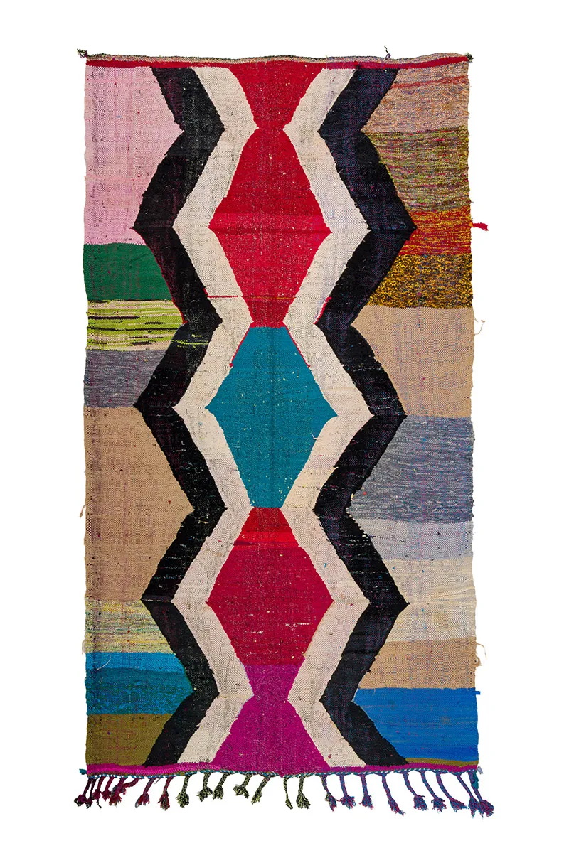 Marokkanischer Berber Teppich Boucherouite 145 x 265 cm