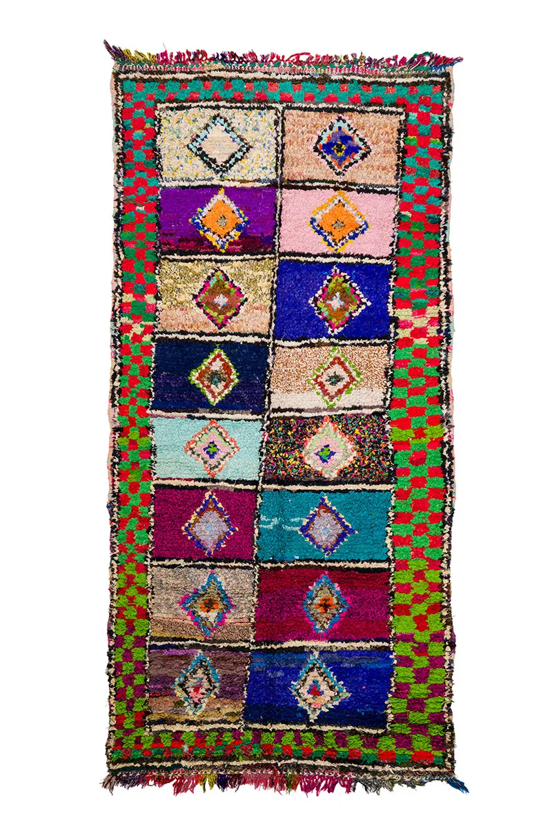 Marokkanischer Berber Teppich Boucherouite 145 x 305 cm