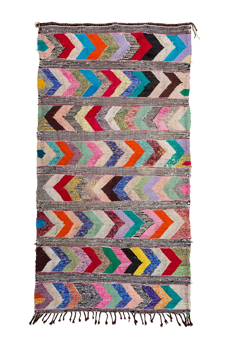 Marokkanischer Berber Teppich Boucherouite 150 x 275 cm