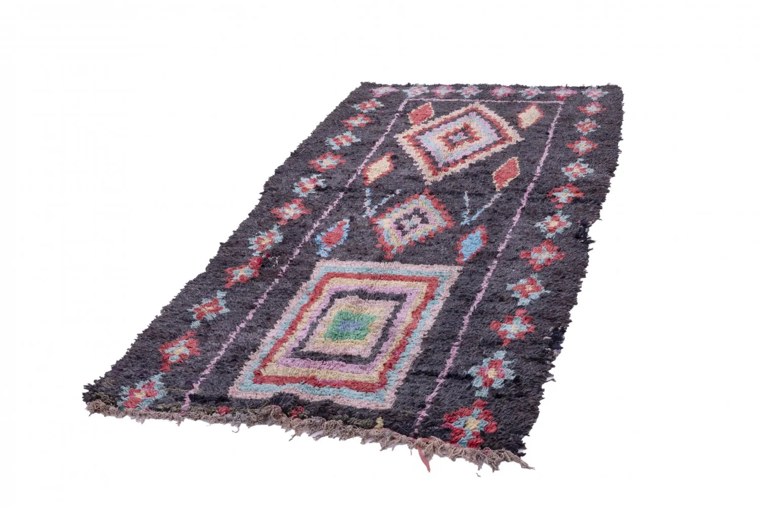 Marokkanische Berber Teppich Boucherouite 240 x 120 cm