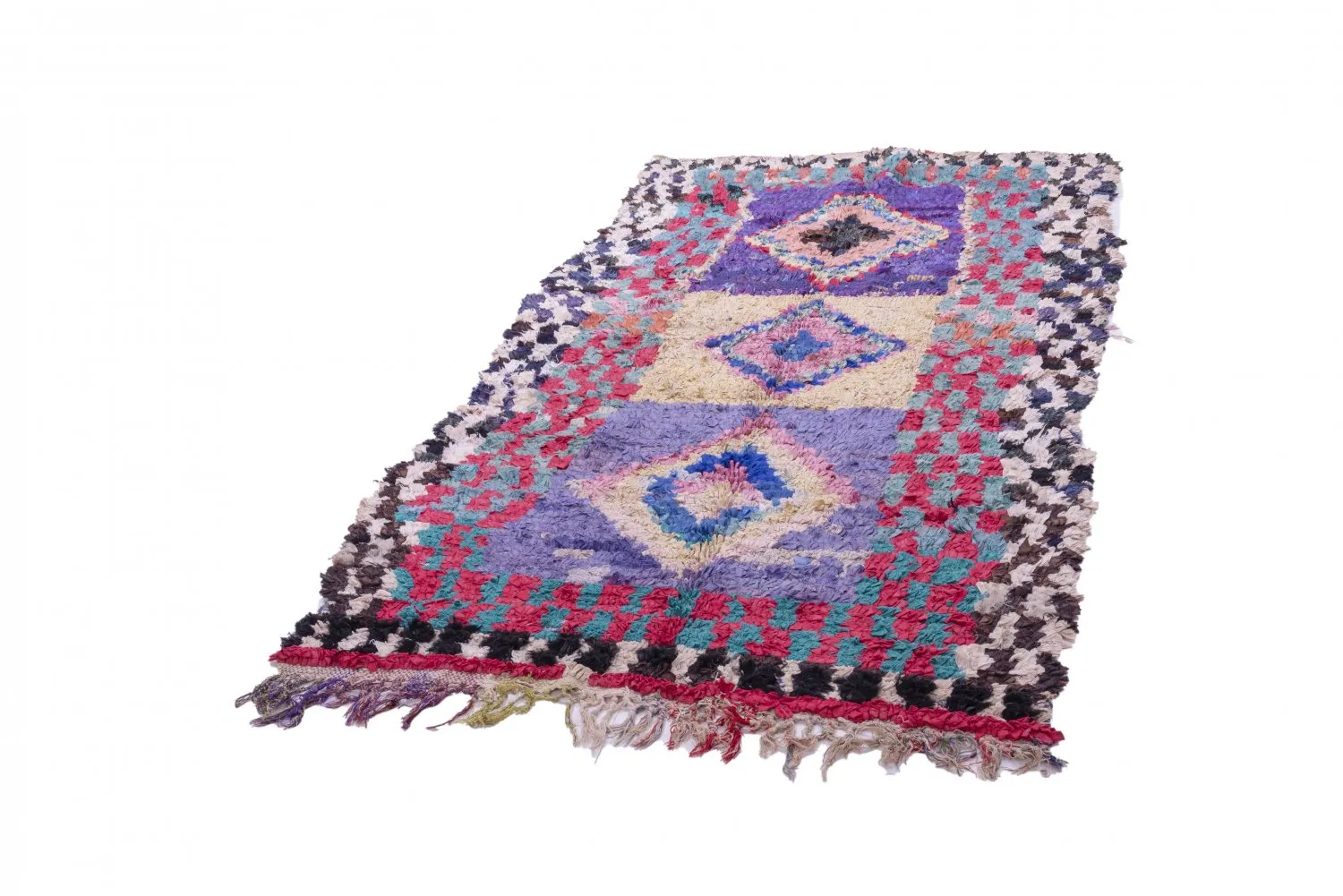 Marokkanische Berber Teppich Boucherouite 225 x 125 cm