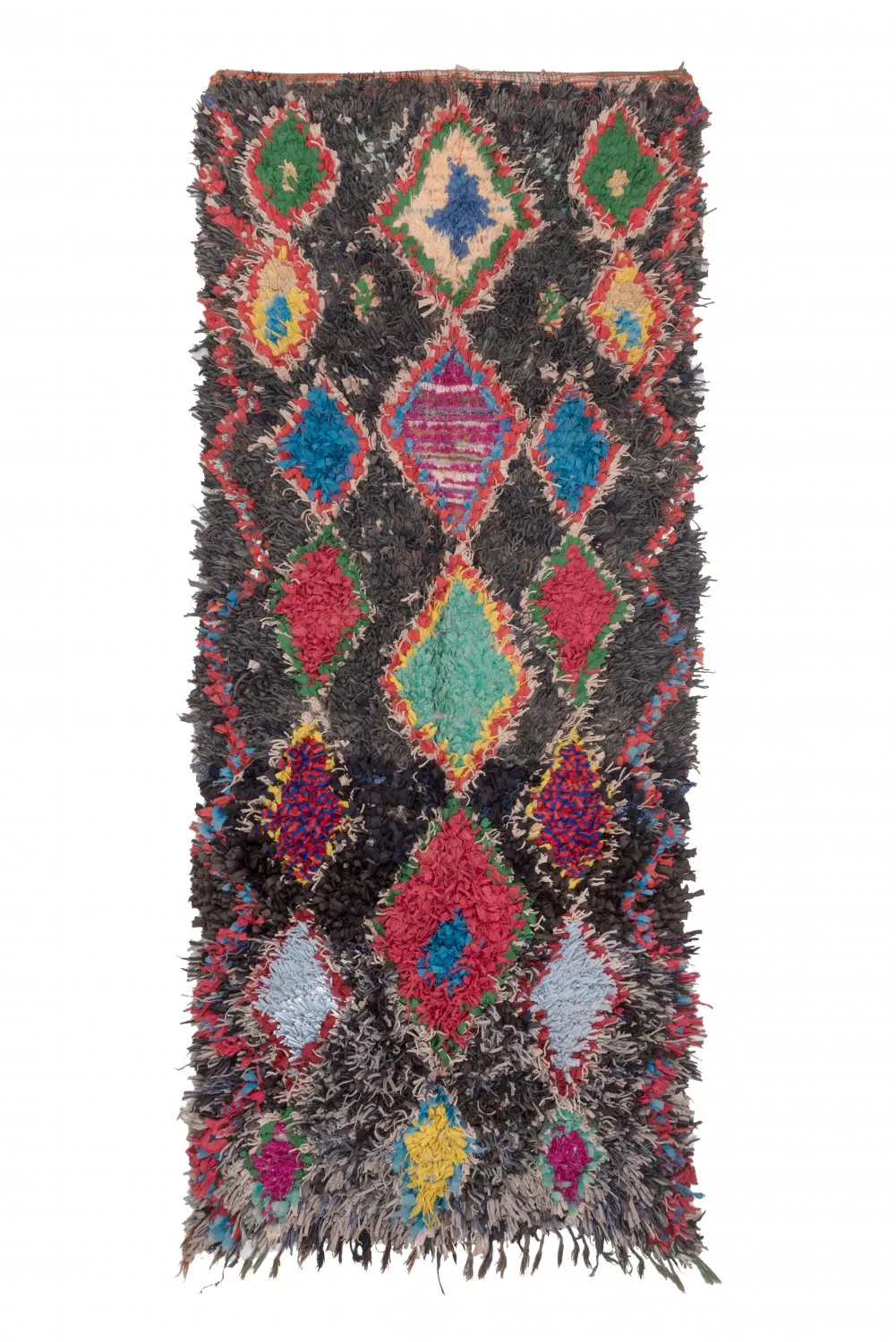 Marokkanische Berber Teppich Boucherouite 255 x 110 cm