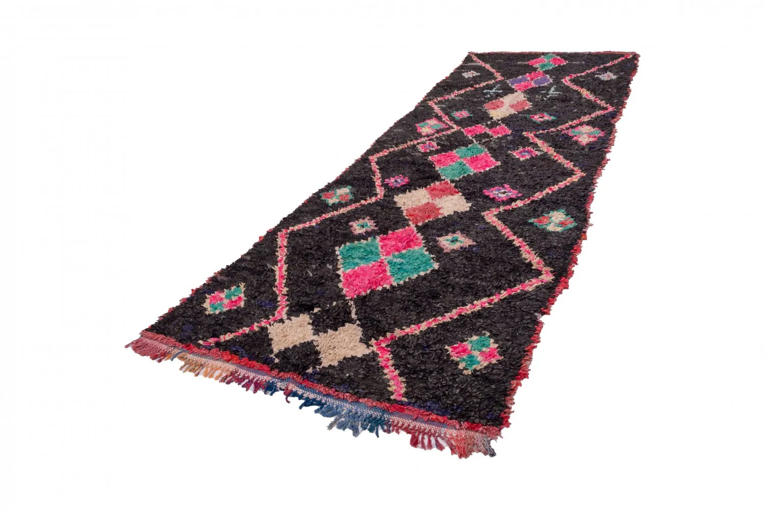 Marokkanische Berber Teppich Boucherouite 405 x 130 cm