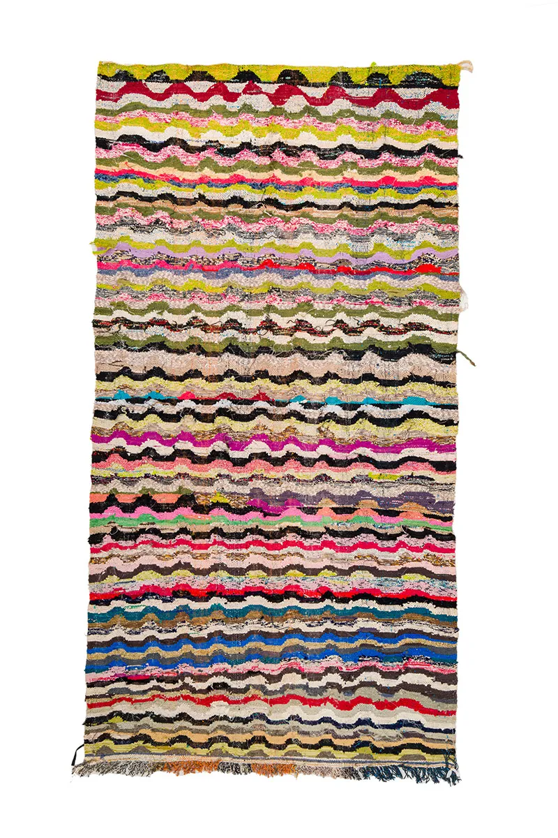 Marokkanischer Berber Teppich Boucherouite 150 x 305 cm