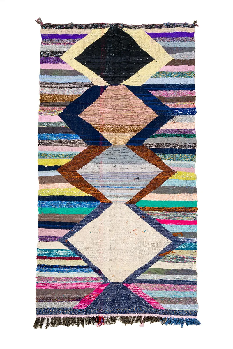Marokkanischer Berber Teppich Boucherouite 130 x 250 cm