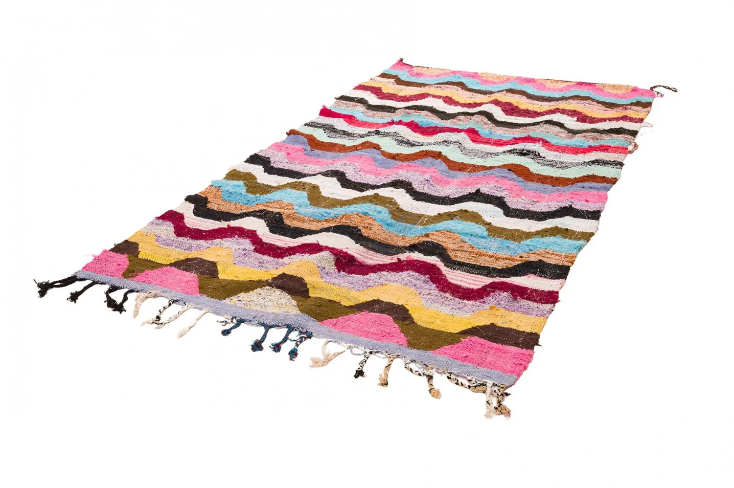 Marokkanischer Berber Teppich Boucherouite 140 x 265 cm