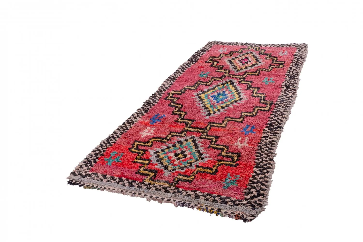 Marokkanische Berber Teppich Boucherouite 285 x 130 cm
