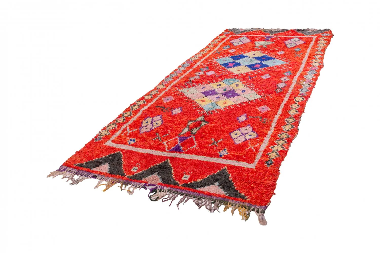 Marokkanischer Berber Teppich Boucherouite 340 x 155 cm