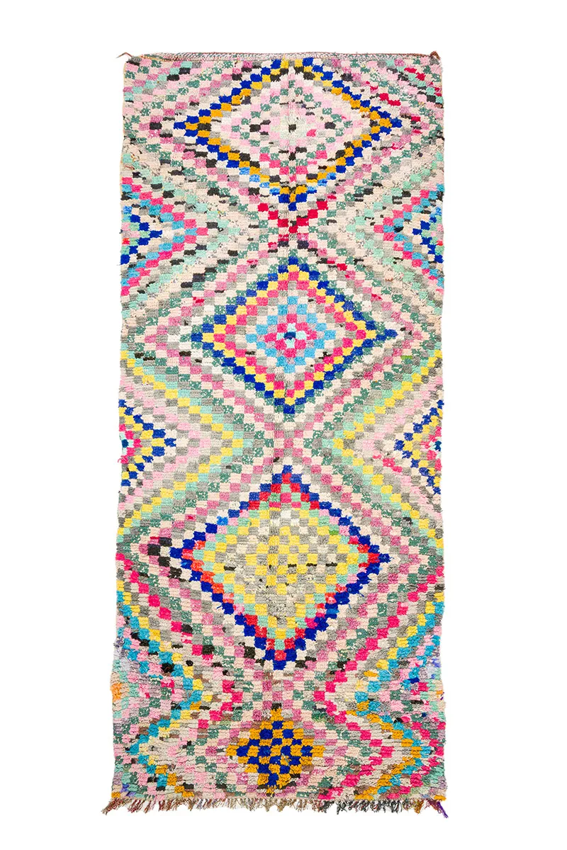 Marokkanischer Berber Teppich Boucherouite 145 x 365 cm