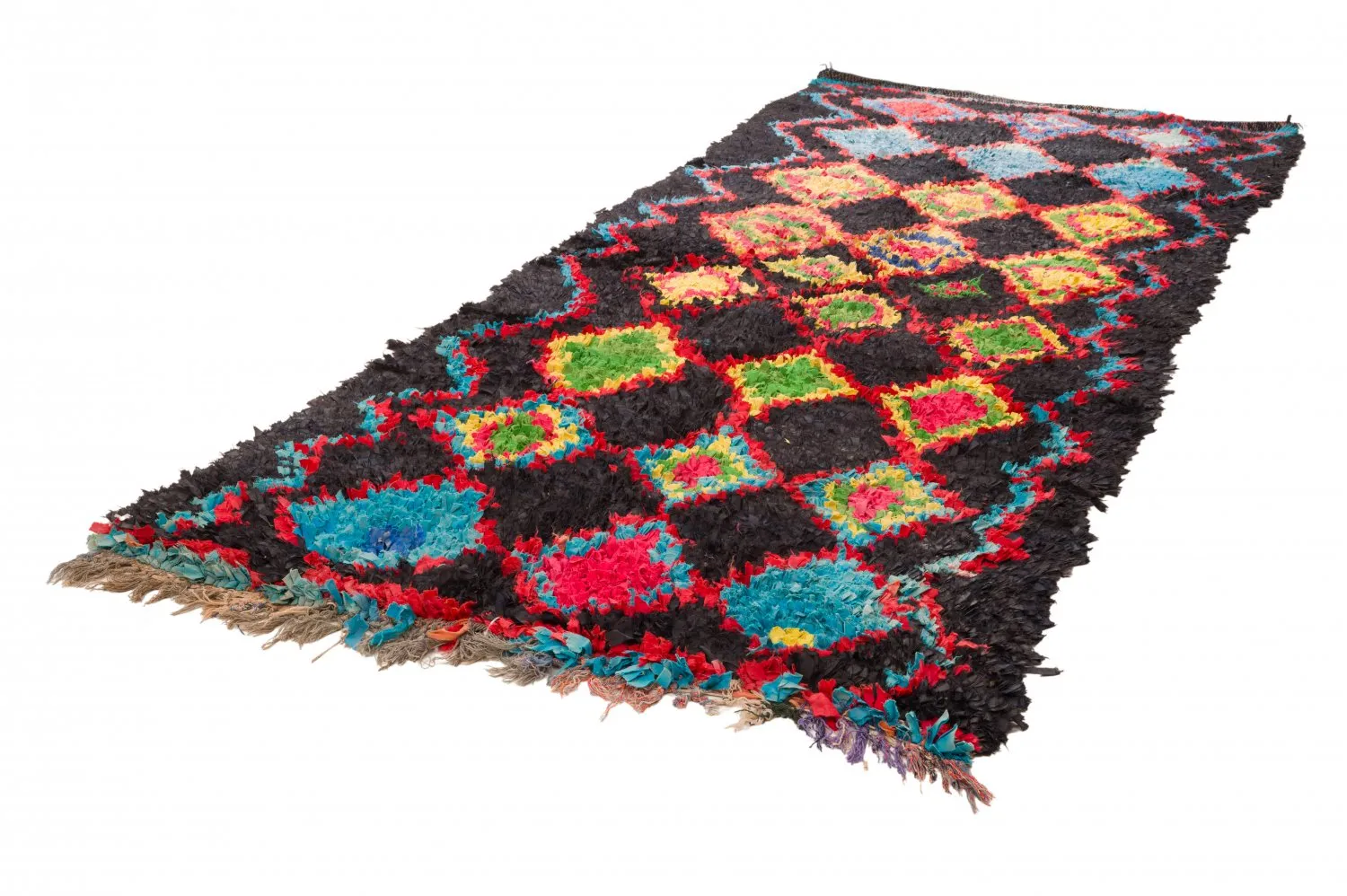 Marokkanischer Berber Teppich Boucherouite 120 x 285 cm