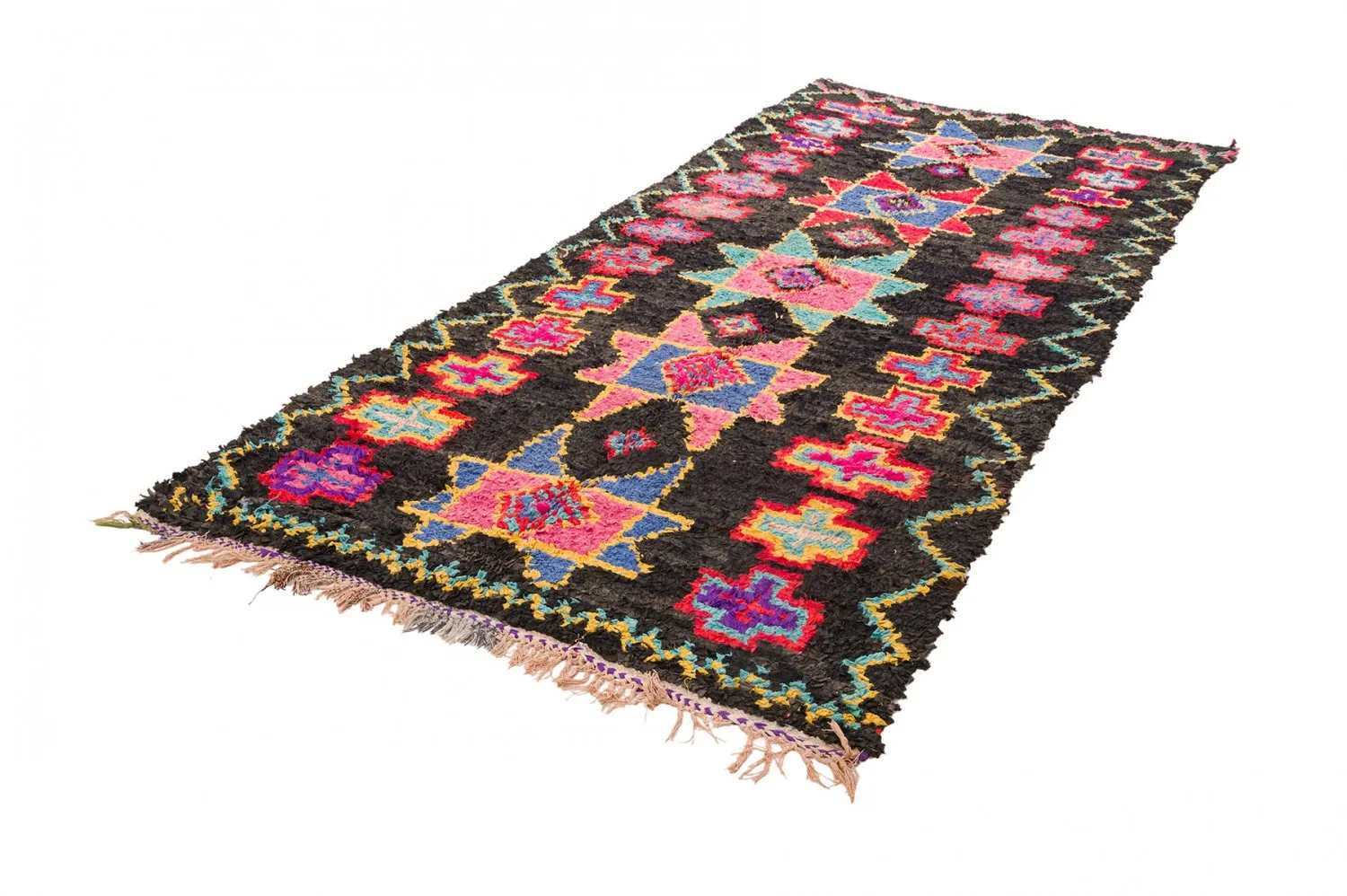 Marokkanischer Berber Teppich Boucherouite 135 x 315 cm