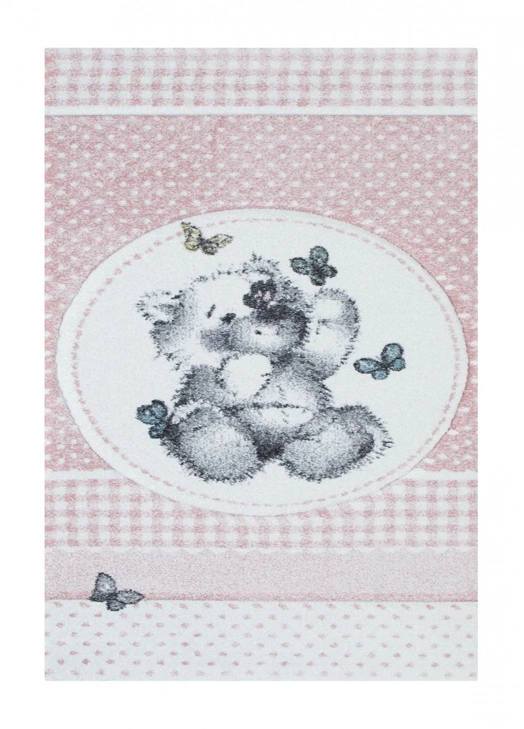 Teppiche für das Kinderzimmer Kinderteppich für junge Mädchen mit Tier Atlas Teddybear rosa Teddybär