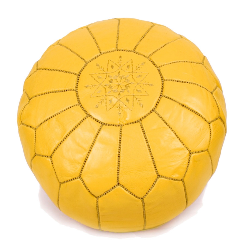 Sitzpoufs - Marokkanischer Leder-Pouf (Gelb)