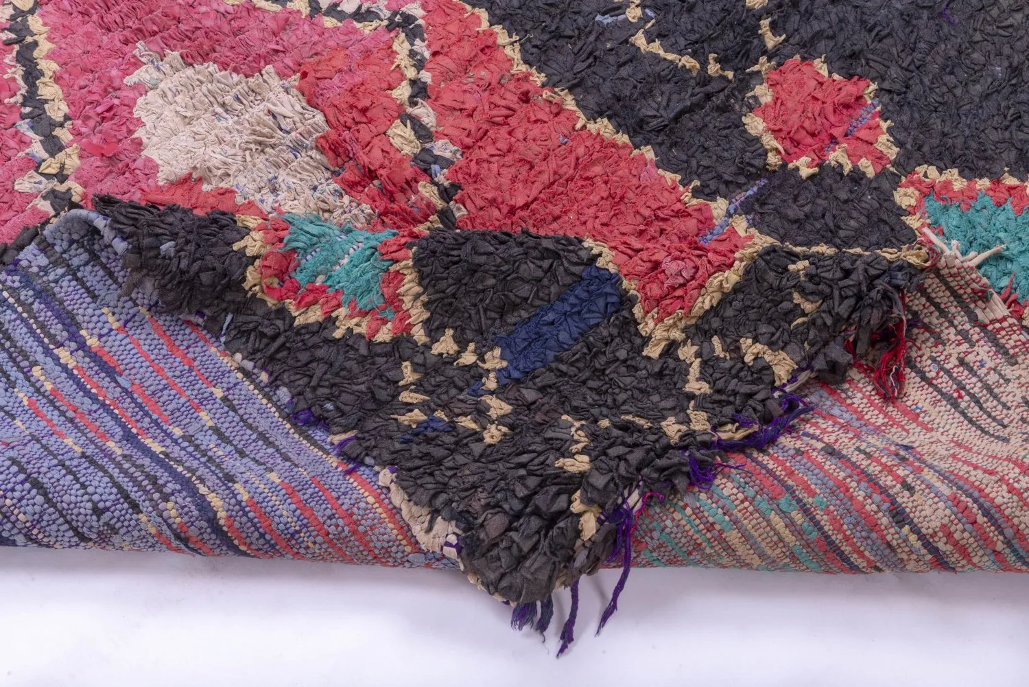 Marokkanischer Berber Teppich Boucherouite 275 x 135 cm