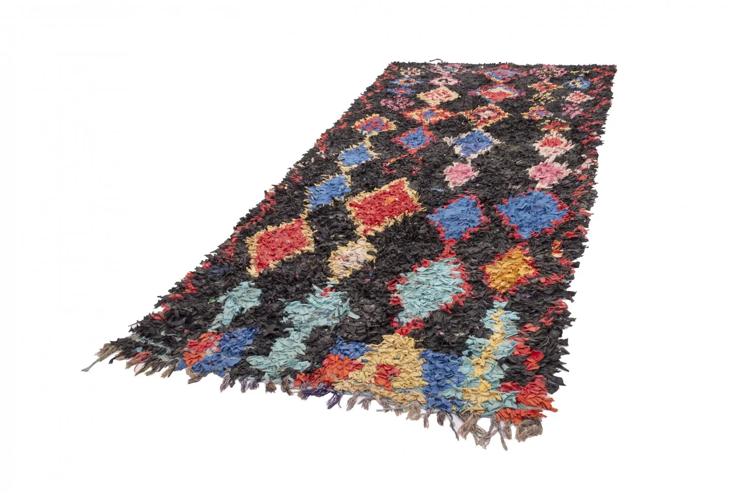 Marokkanische Berber Teppich Boucherouite 260 x 125 cm