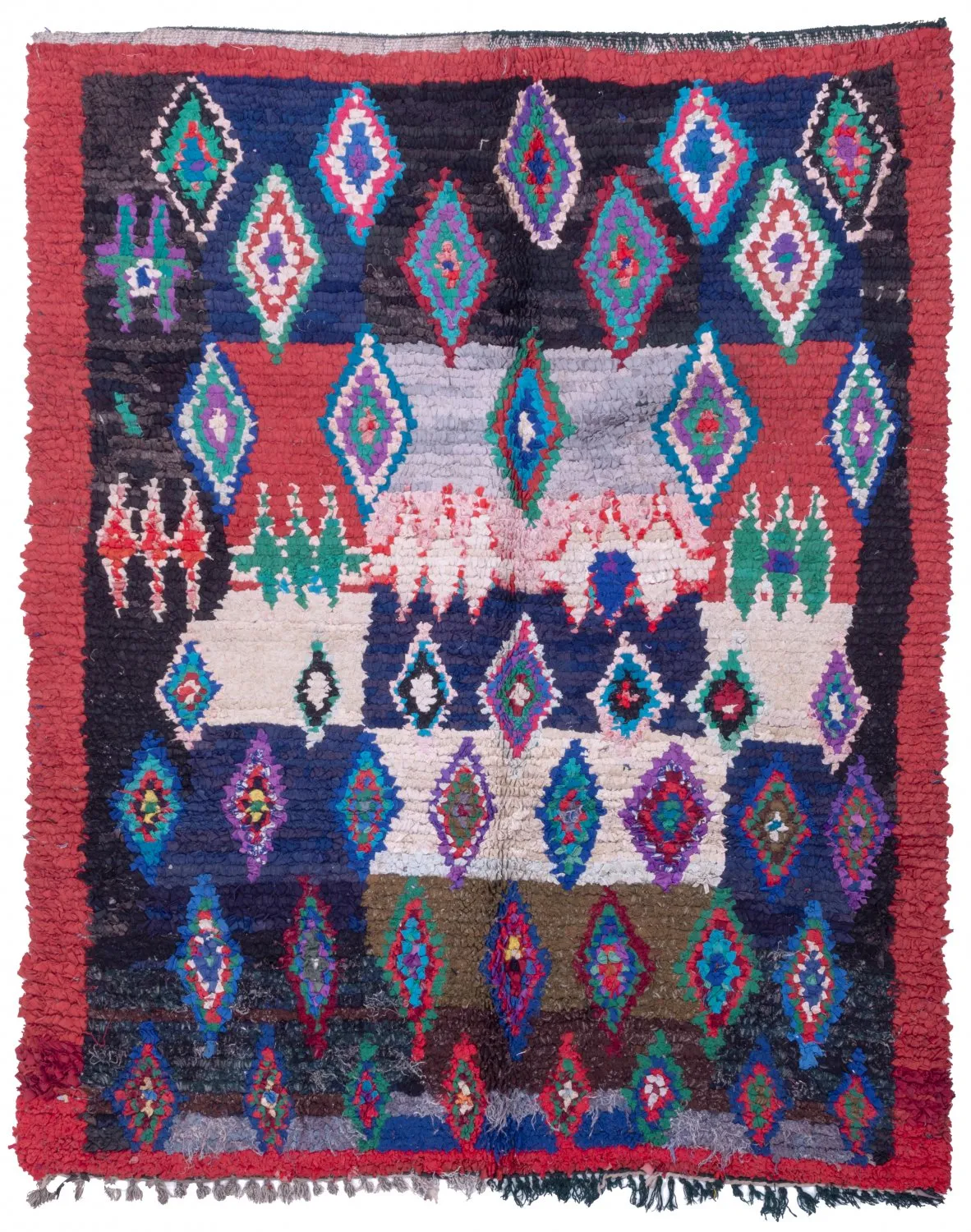 Marokkanische Berber Teppich Boucherouite 190 x 160 cm