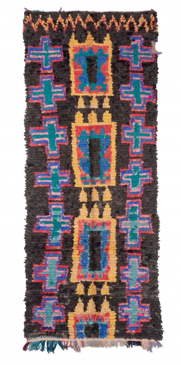Marokkanische Berber Teppich Boucherouite 310 x 115 cm
