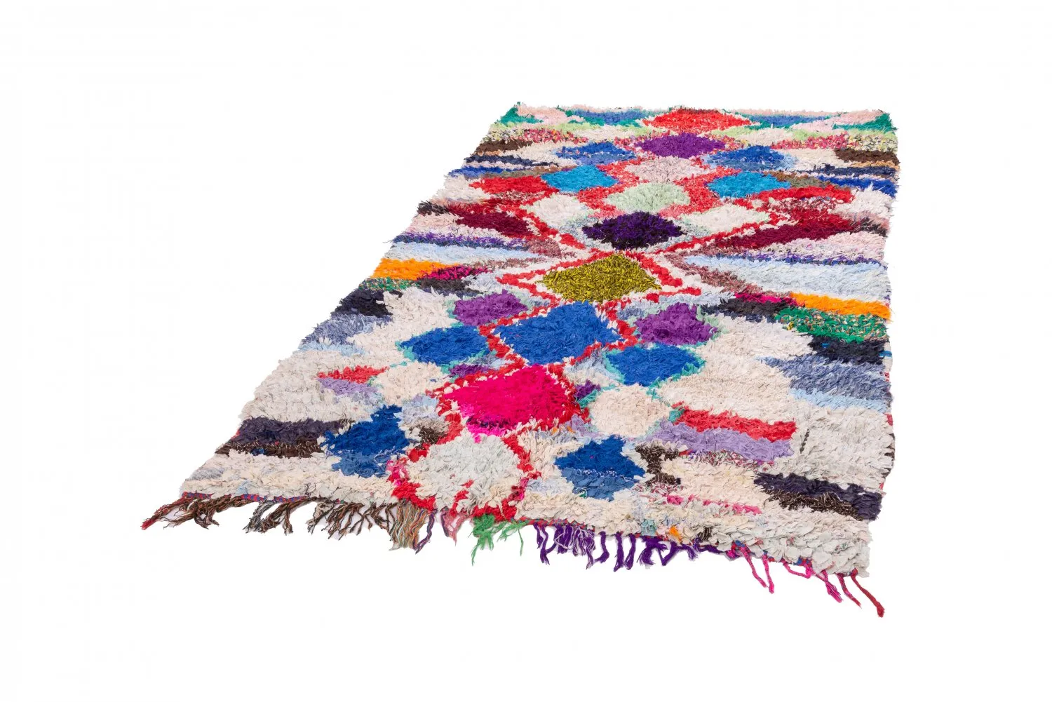 Marokkanischer Berber Teppich Boucherouite 245 x 140 cm