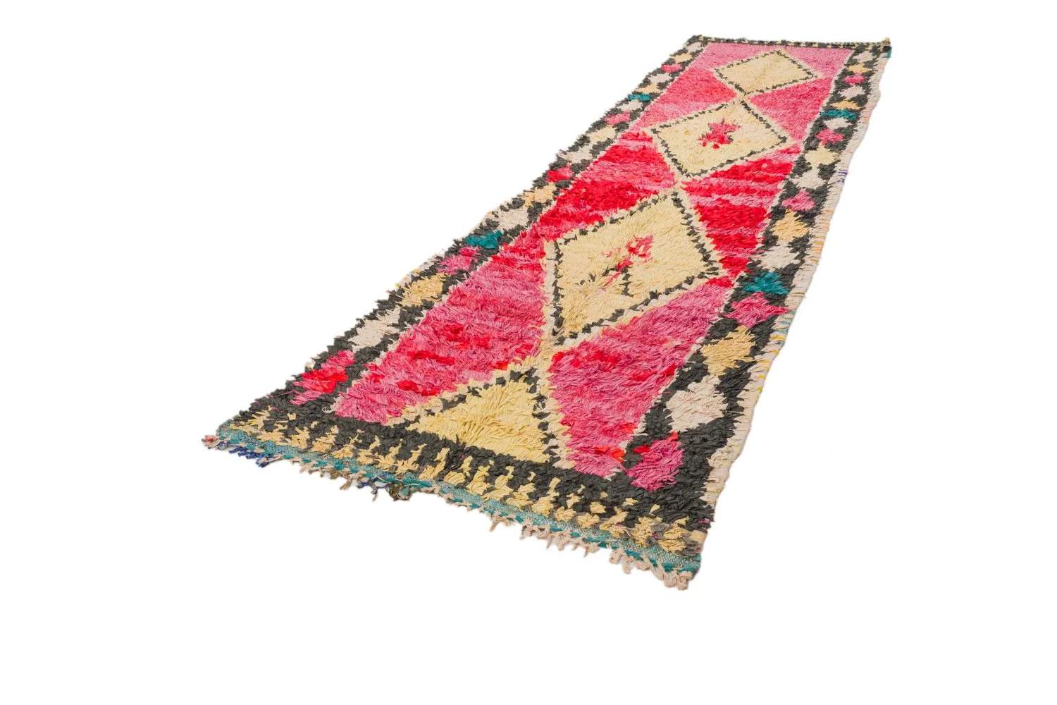 Marokkanischer Berber Teppich Boucherouite 390 x 150 cm
