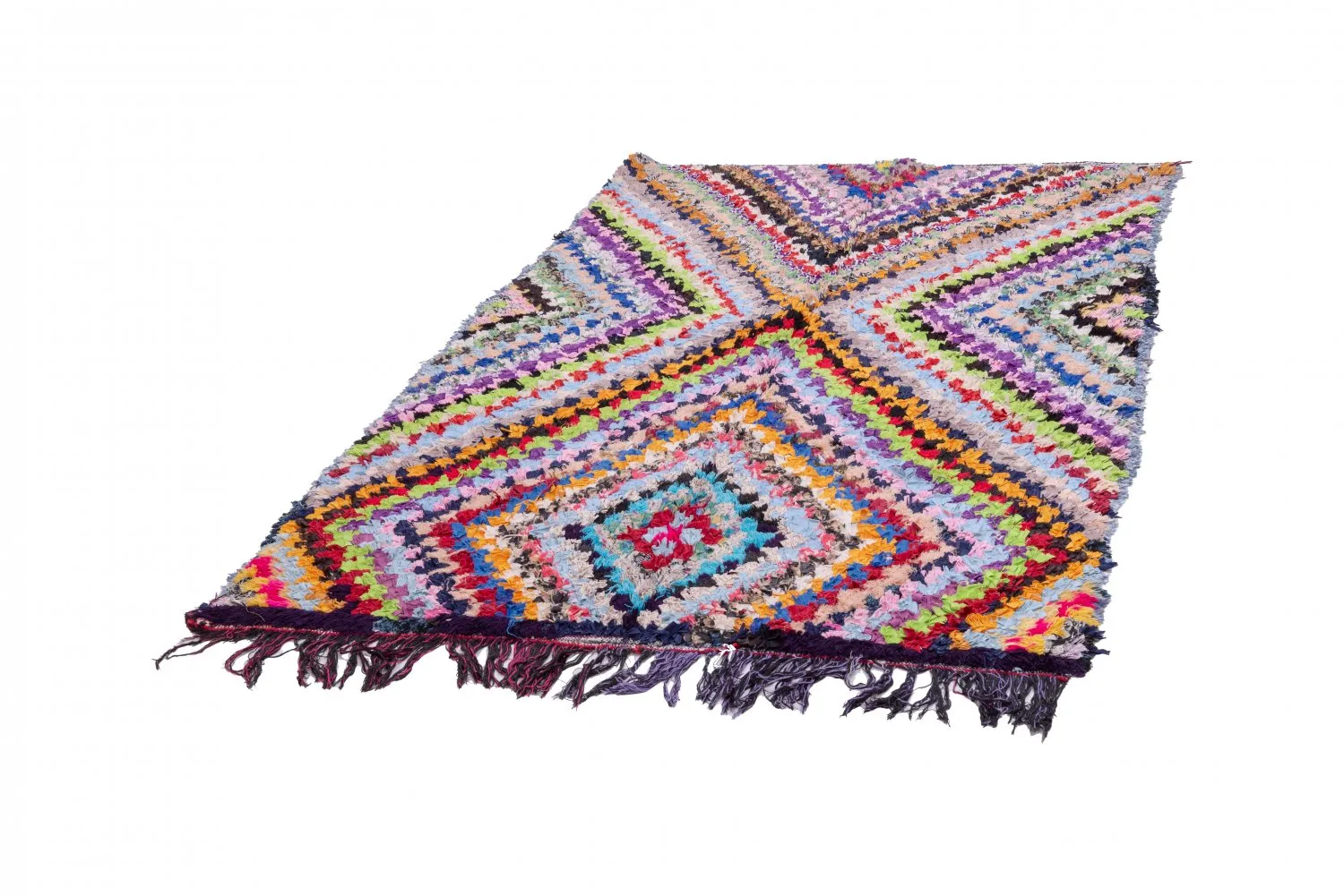 Marokkanische Berber Teppich Boucherouite 225 x 140 cm
