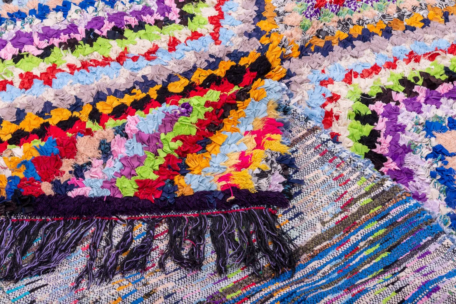 Marokkanische Berber Teppich Boucherouite 225 x 140 cm