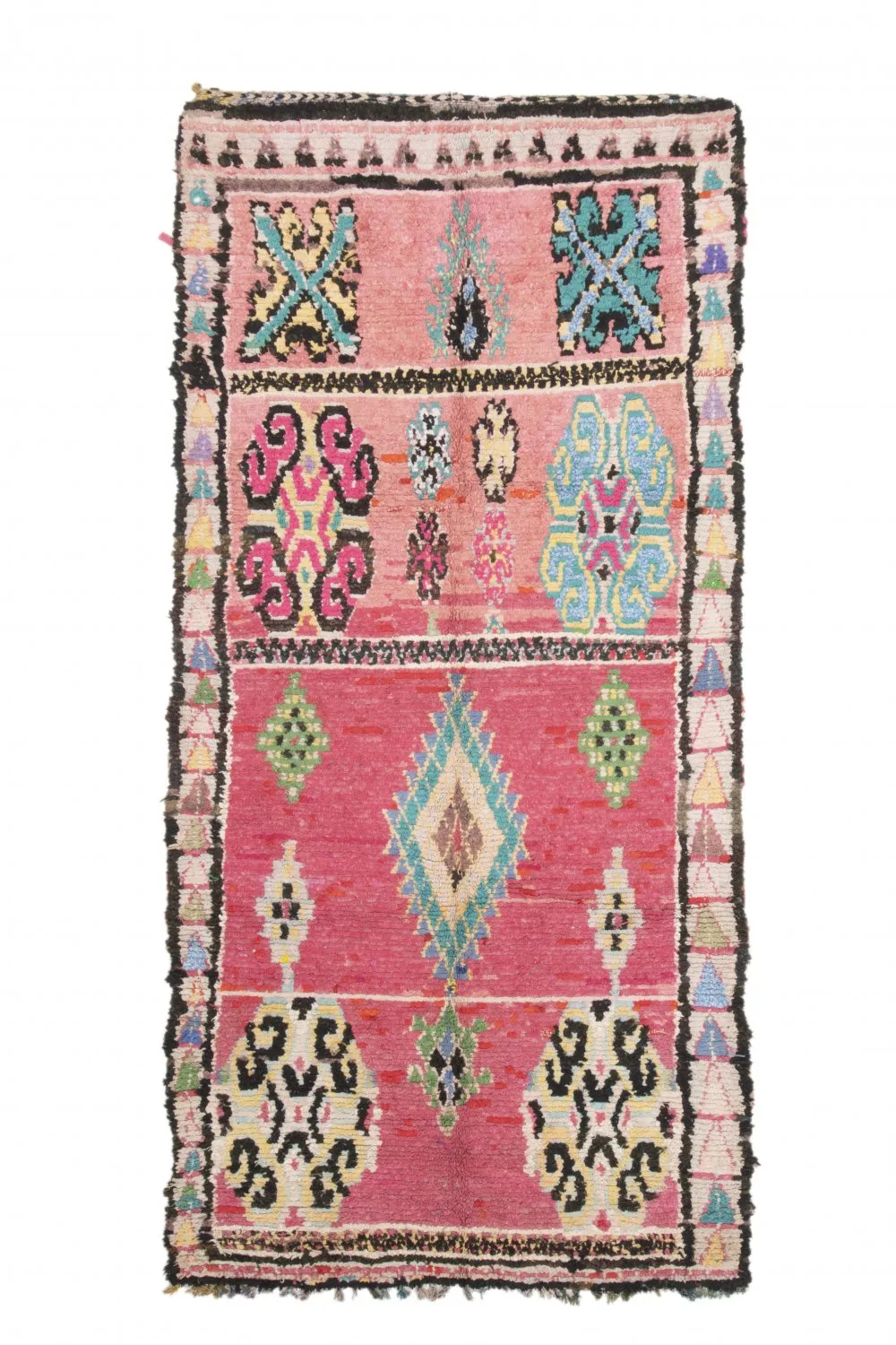 Marokkanische Berber Teppich Boucherouite 240 x 105 cm
