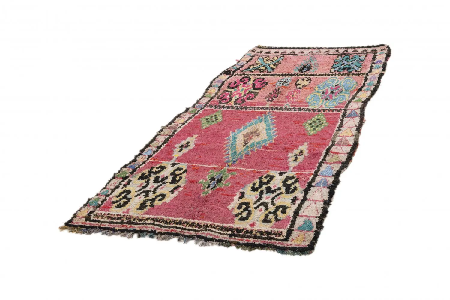 Marokkanische Berber Teppich Boucherouite 240 x 105 cm