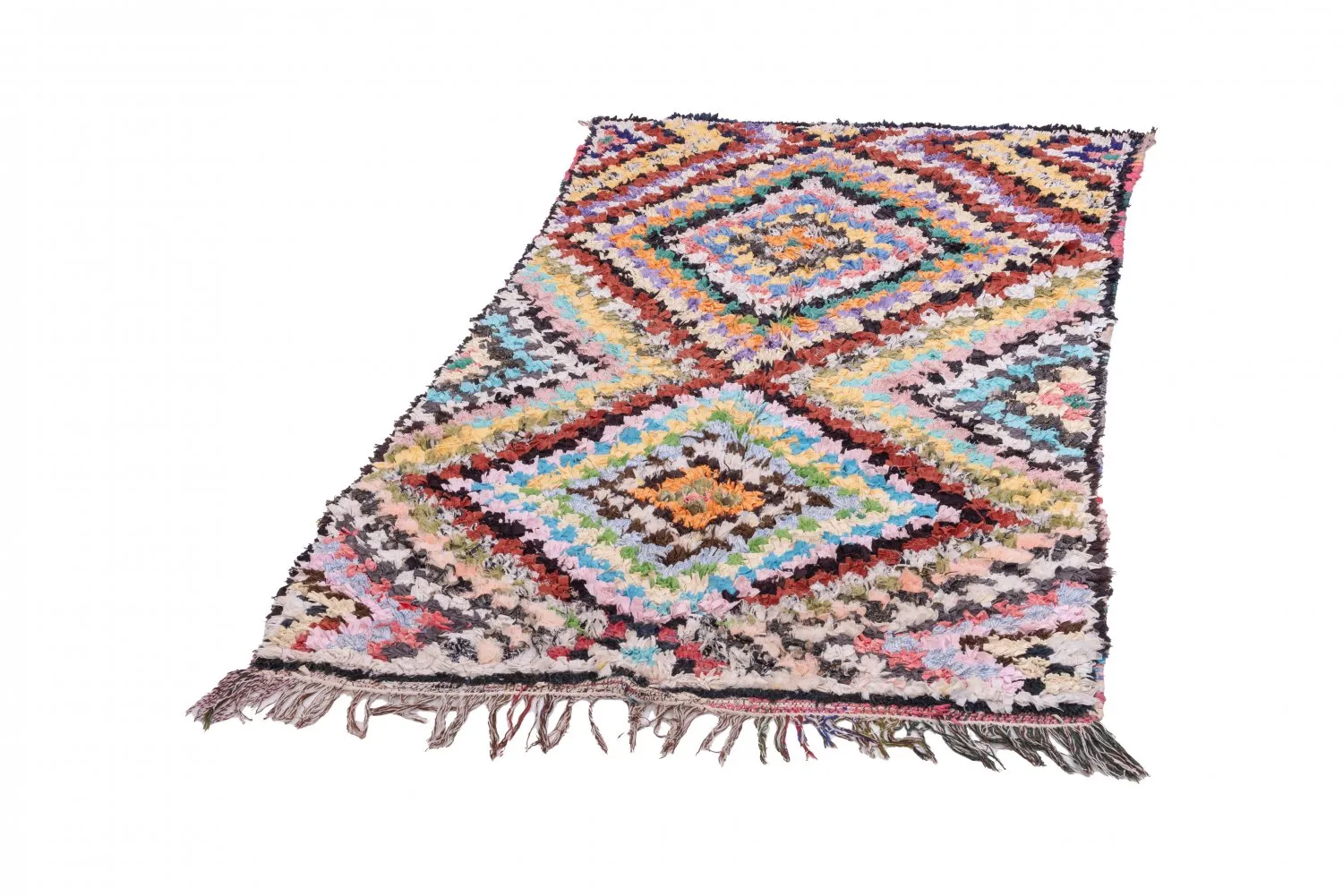 Marokkanischer Berber Teppich Boucherouite 215 x 120 cm