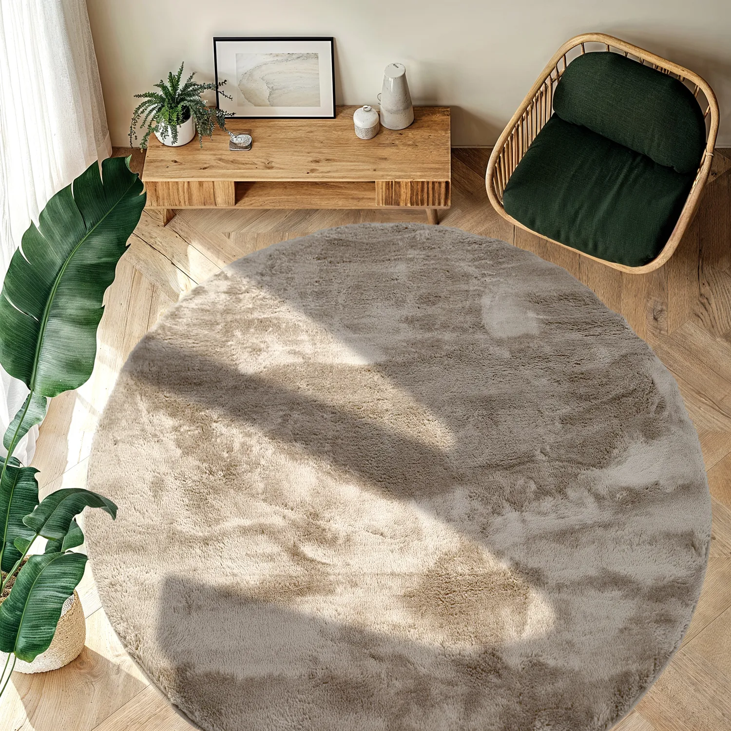 Runde Teppiche - Aranga Super Soft Fur (braun)