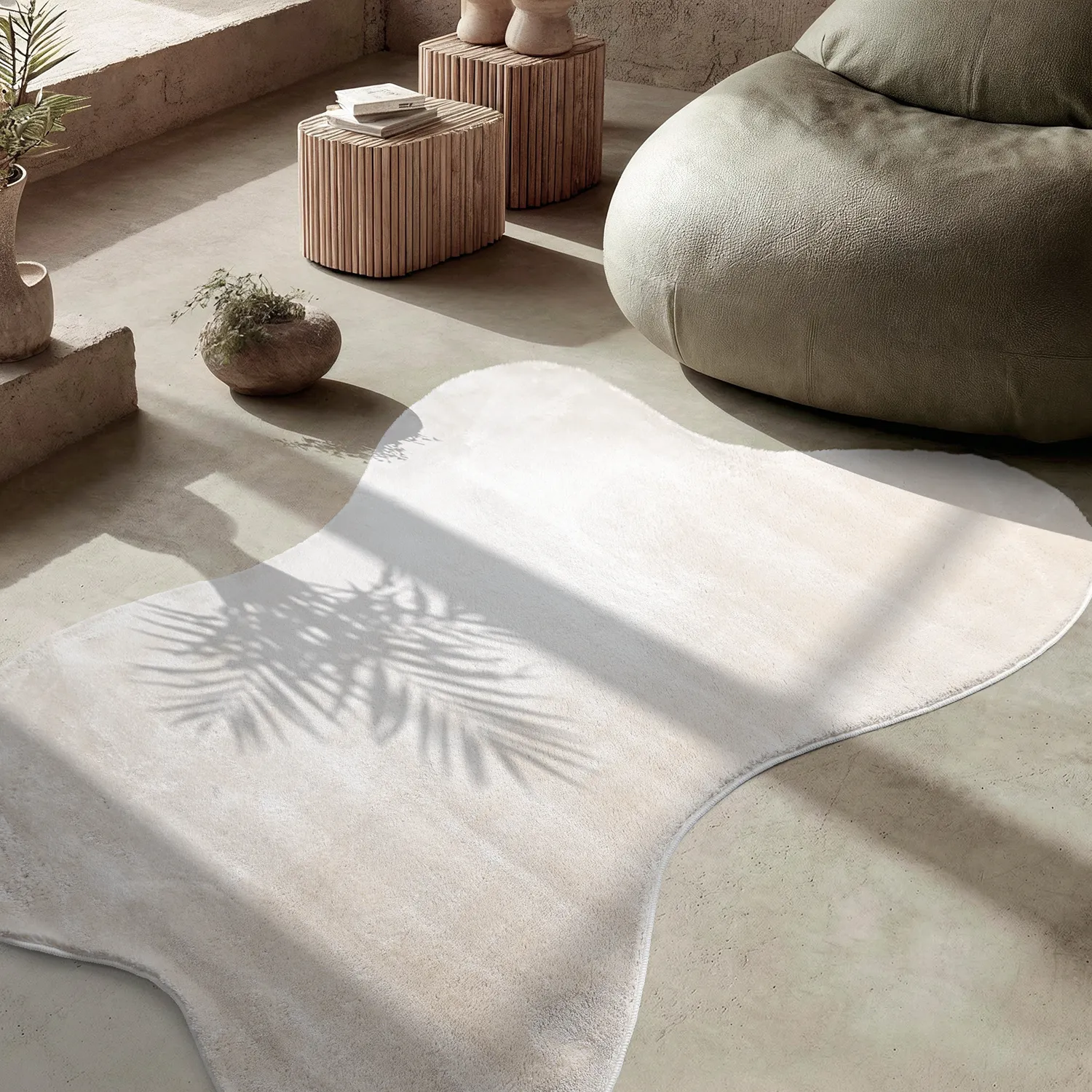 Asymmetrischer Wellen-Hochflor-Teppich - Aranga Super Soft Fur (beige)