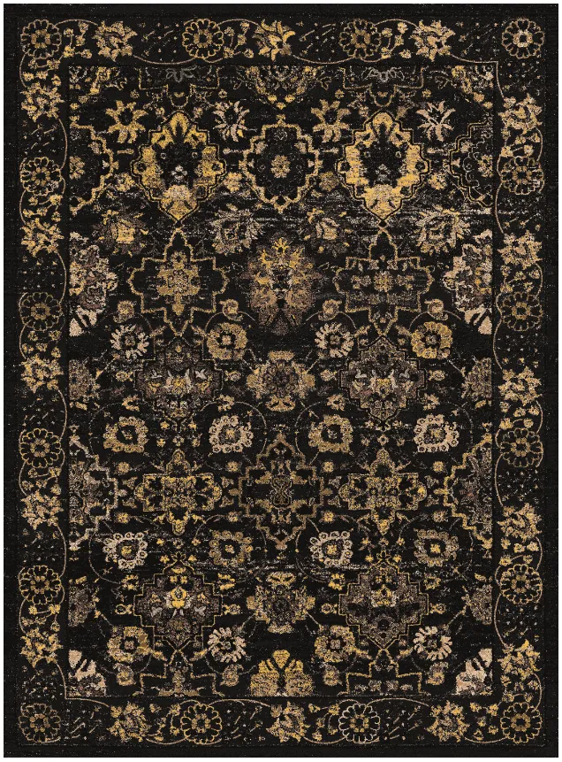 Wilton-Teppich - Fernana (schwarz/gold)