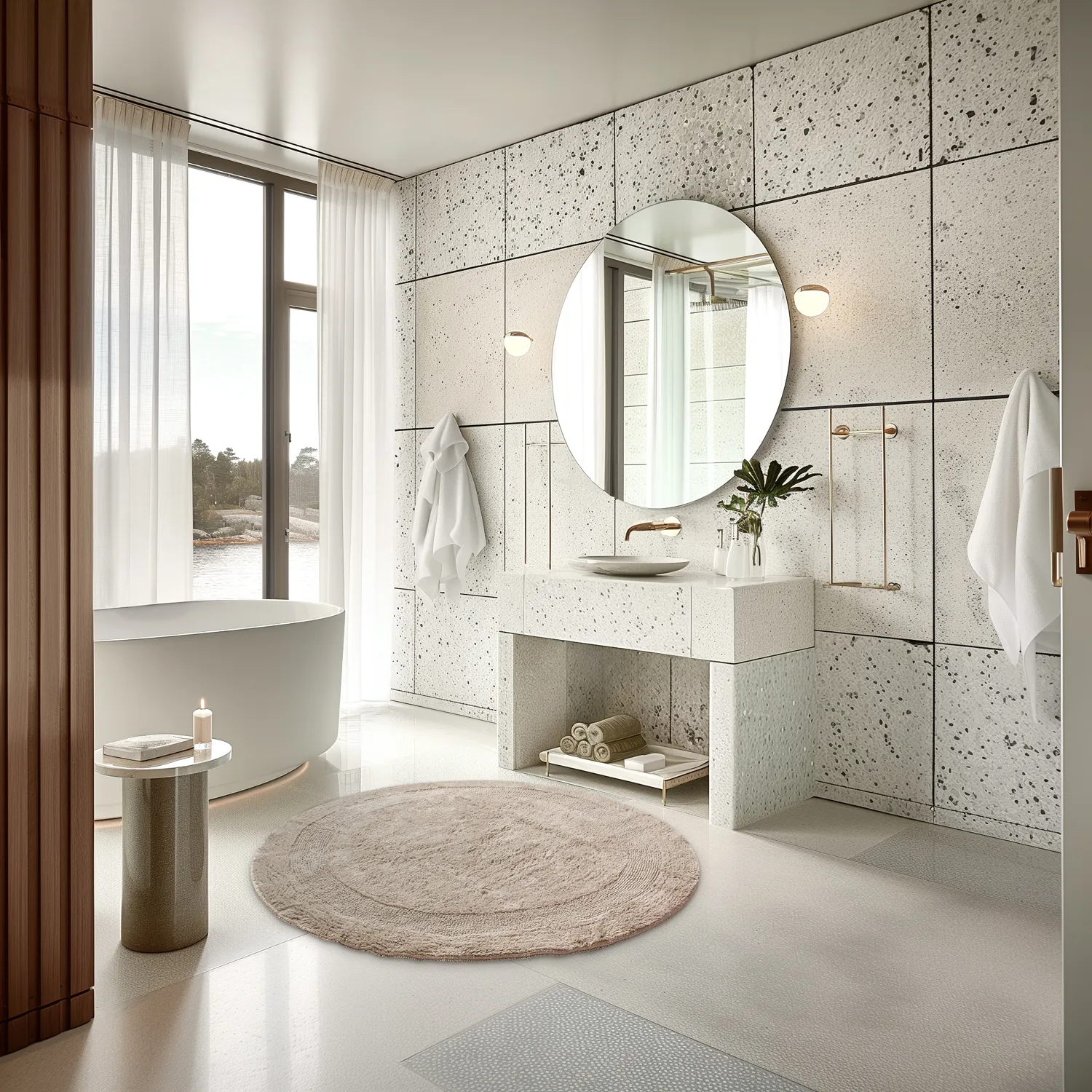 Runder badezimmerteppich - Nila (beige)
