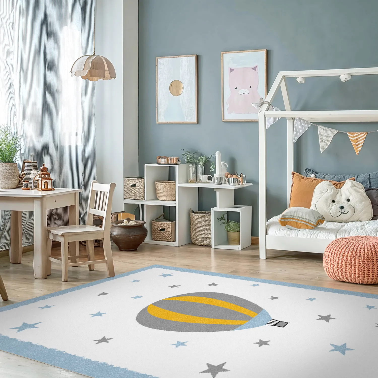 Kinderteppich - Alone Balloon (blau)