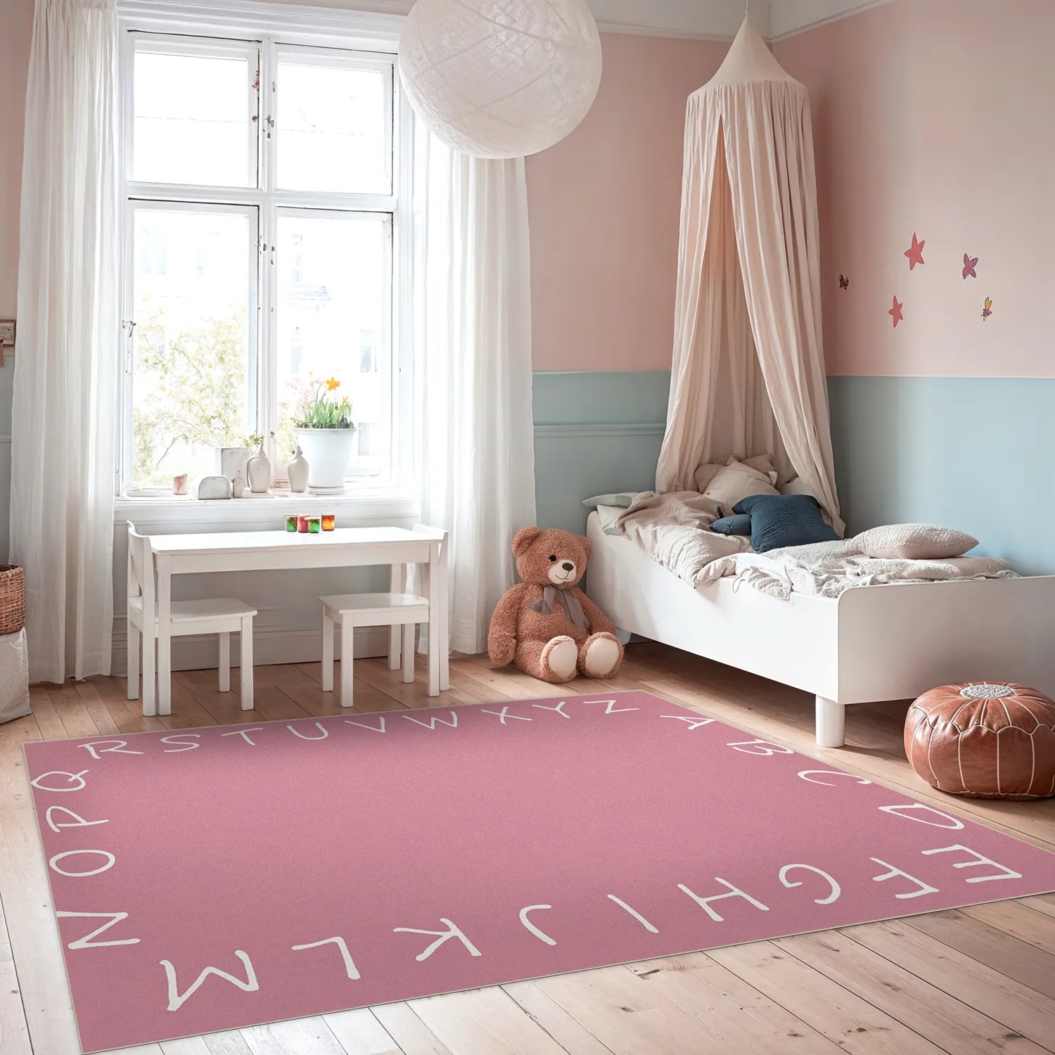 Kinderteppich - Alphabetic Border (rosa)
